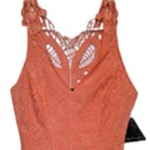 80s Style Peach Lace Prom Mini Dress 2/4